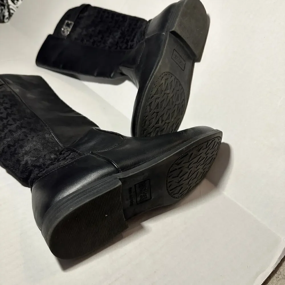 Michael Kors Logo Size 5 Black Zeppelin Riding Boot Fall Winter Closet Staple
